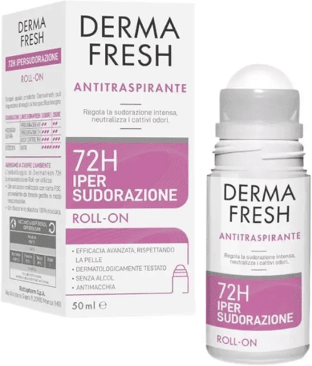 Dermafresh 72H Roll On 50 ml Deodorante per Ipersudorazione Senza Alcool