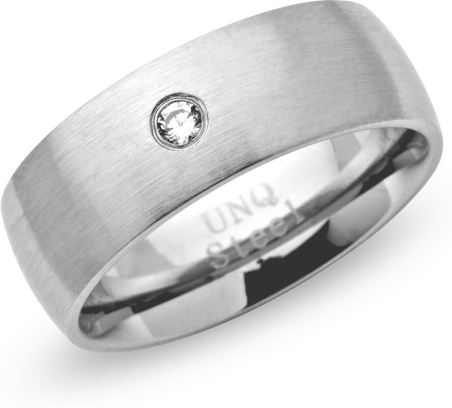 Unique Ring Edelstahl schlicht rund 7 mm Zirkonia silber