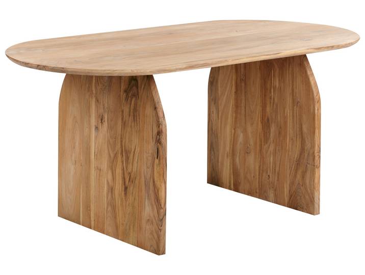 BELIANI Esstisch Hellbraun aus Akazienholz 180 x 90 cm Rechteckig Abgerundete Ecken Rustikal Traditionell für Esszimmer