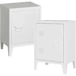 En.Casa, Nachttisch, Nachtschrank Inari 2er Set Türgriff rechts und links Weiss (40 x 30 x 57 cm)