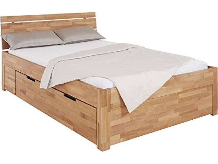 TaBoLe Massivholzbett mit Zwei Schubladen/Bettkasten Buche massiv geölt 160x200 cm (160 x 200 cm)