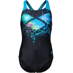 ARENA Kinder Schwimmanzug GIRL'S MULTI PIXELS SWIMSUIT SWIM PRO BACK L, Größe 128 in Schwarz Schwarz