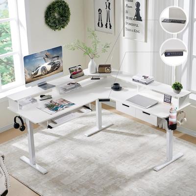 afulyperfllc 60'' L Shaped Electric Computer Desk, Height Adjustable Gaming Desk