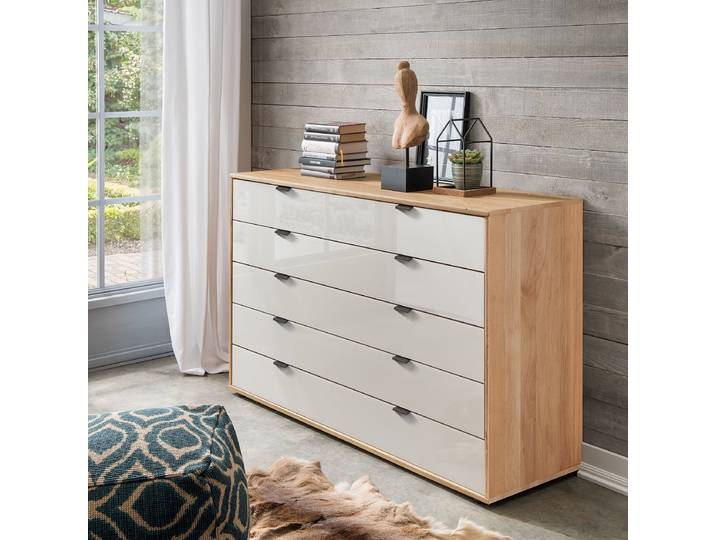 Enfilade avec 5 tiroirs 141 x 86 x 43cm Beige/Marron/Champagne Aulne