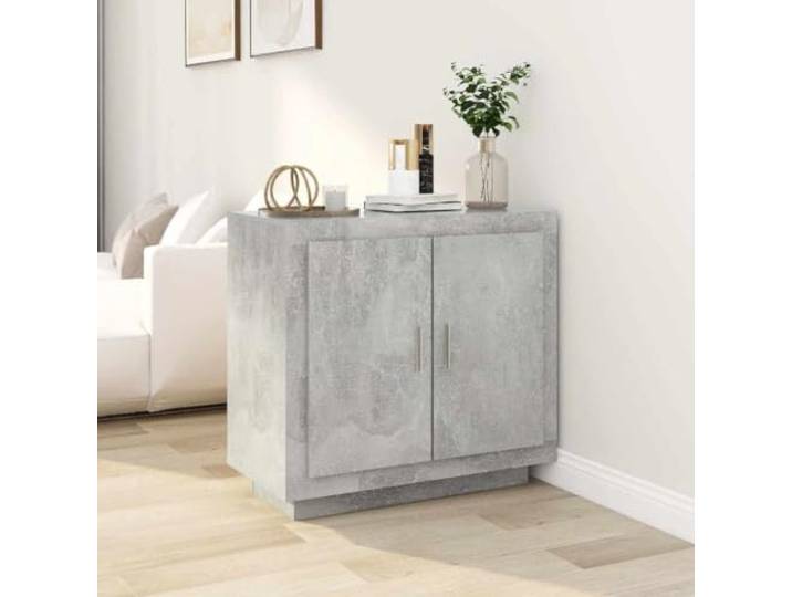 RJPLMFV Anrichte, Betongrau, 80 x 40 x 75 cm, Holz 2 Fächer, Aufbewahrung für Bücher, einfache Reinigung, Wandbefestigung inklusive