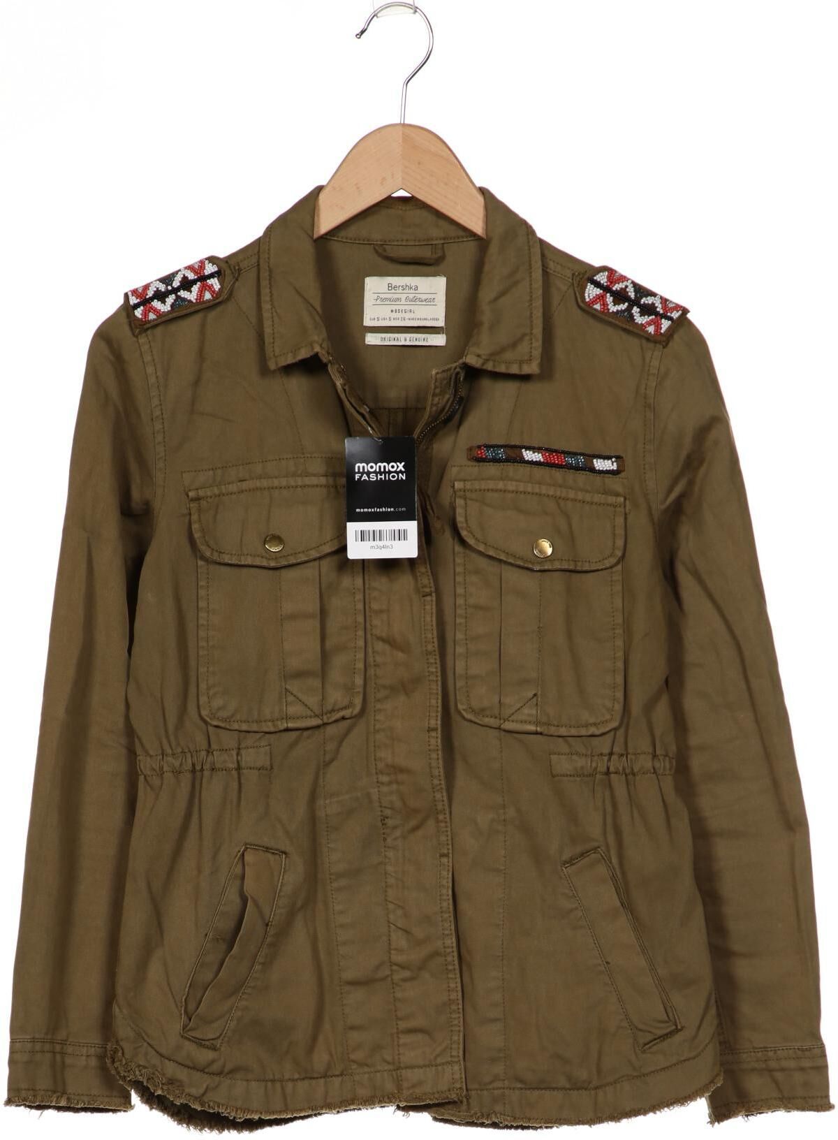 bershka Damen Jacke, Grün, Gr. S, Baumwolle - Second Hand