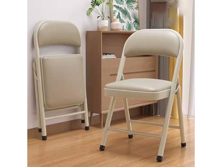 ZXTRYBHD Klappstuhl, Folding Chair mit Gepolstertem Kissen und Rückenlehne, Loungesessel für Zuhause und Büro, für Veranstaltungen im Innen- und Außenbereich (Color : Camel)