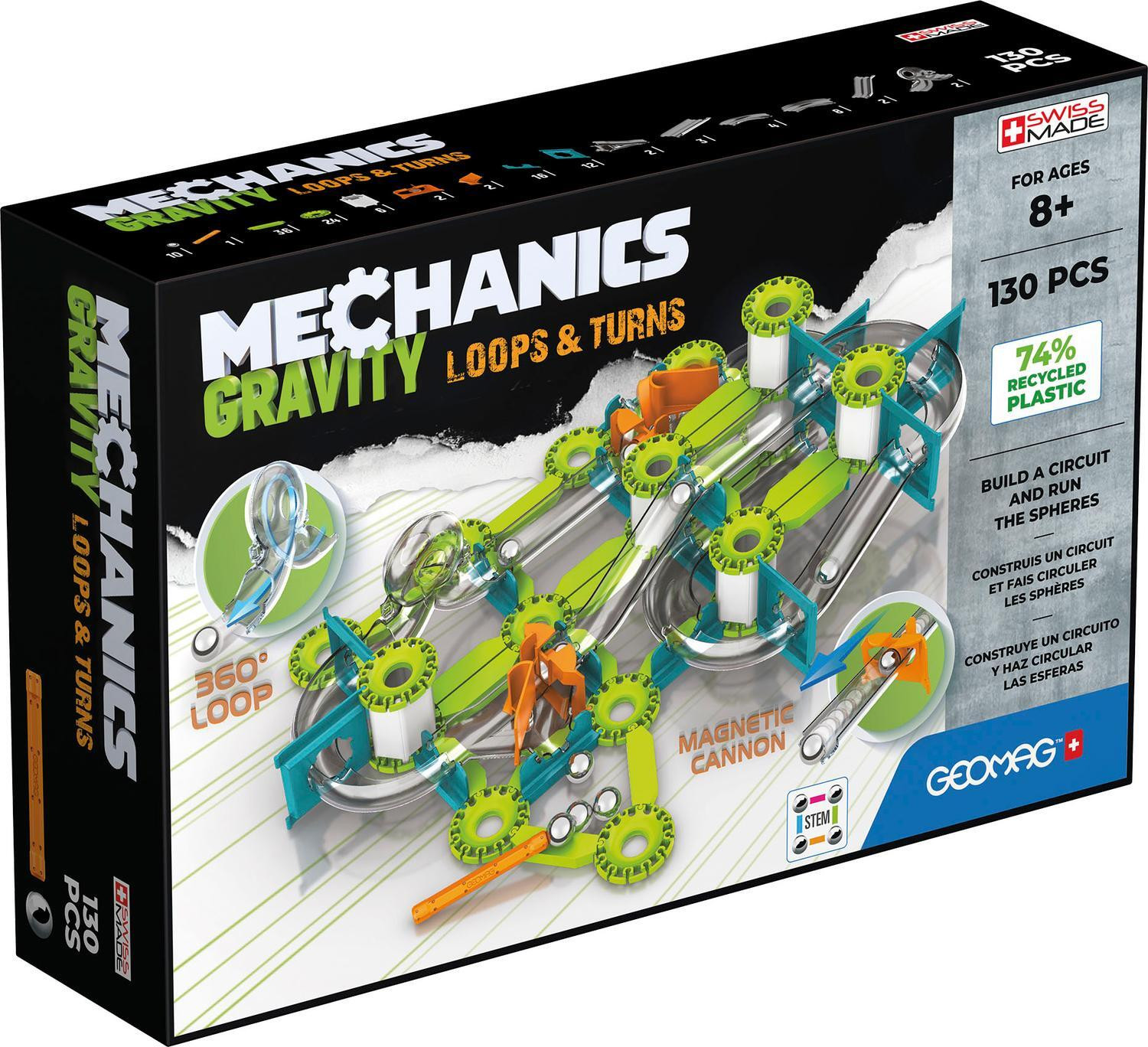 Geomag Mechanics Gravity RE Speelgoed met lussen en bochten, Paars en Zilver, Neodymiummagneet, Vanaf 8 jaar