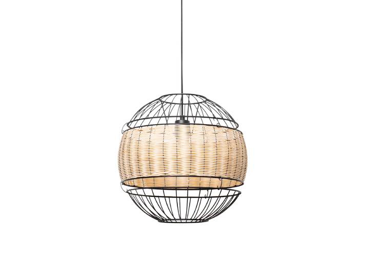 Suspension orientale noire avec rotin 38 cm - Emir