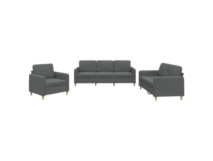 GHVBNMF 3-TLG Sofagarnitur mit Kissen Couch Set Dunkelgrau Elegantes Couch-Set fürs Wohnzimmer inklusive 6 Kissen, dick gepolstert mit stabilem Metall- und Sperrholzgestell.