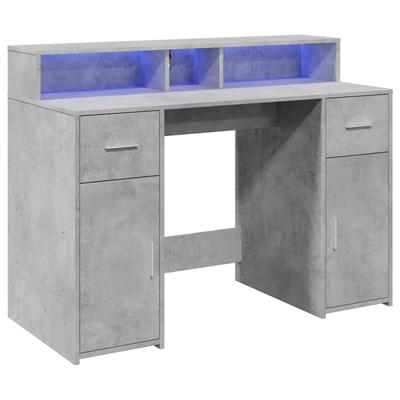 Helloshop26 - Schreibtisch Tisch Arbeitsplatz Computermöbel Arbeitsmöbel mit LED-Beleuchtung 120 x 55 x 91 cm Holzwerkstoff grau 02_0023797