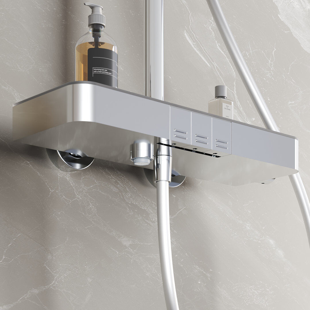 Belfry Bathroom Three-outlet thermostatic shower, gray Chrome