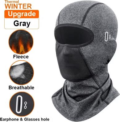 Inspire Curations Winter Fleece Motorcycle Balaclava Full Face Mask upgrade Gray
