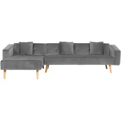 ECKSOFA Samtstoff Grau Vadso