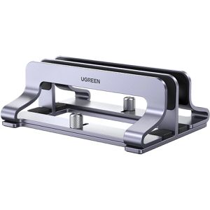 UGREEN Laptop-Ständer Doppelt Vertikal 60643, aus Aluminium, bis 15,6 Zoll, grau, verstellbare Breite, vertikal