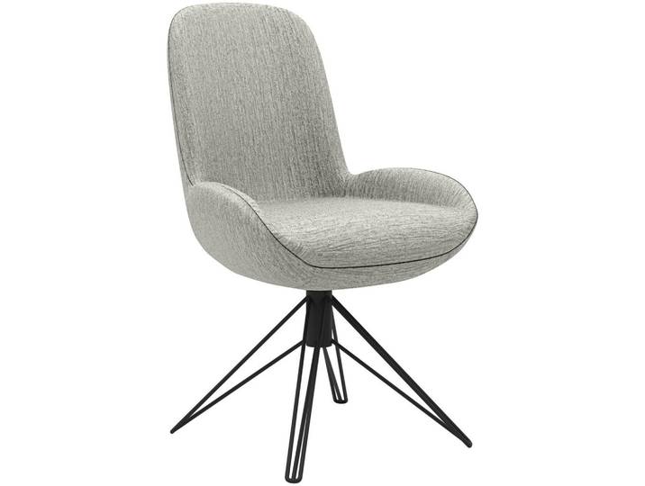 Musterring Stuhl, Grau, Rundrohr, Haarnadel, 55x90x62 cm, Lederauswahl, Stoffauswahl, Typenauswahl, Sitzfläche 360° drehbar, automatische Rückholfunktion, Esszimmer, Stühle, Esszimmerstühle, Vierfußstühle