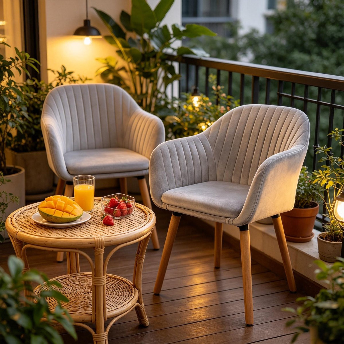 Set van 2 Lichtgrijze Accentstoelen met Armleuningen