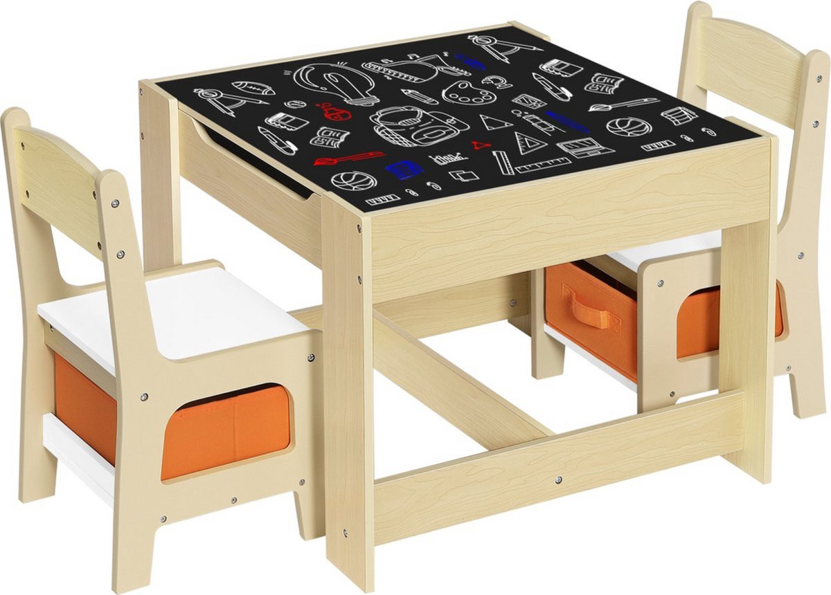 And Outdoormatch Kindertafel met 2 stoeltjes - Licht eiken en wit