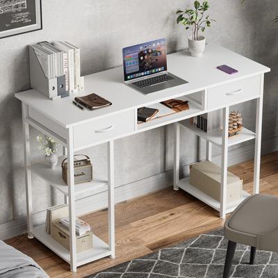CoolArea 47.24 Inch Computer Desk, PC Table with Fabric Drawers, Storage Shelves, Headphone Hook, Adjustable Feet