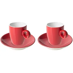 Maastricht Porselein Maastricht Porzellan Espressotasse und Untertasse Bart Colour Cafe 6,5 cl Rot 2 Stück