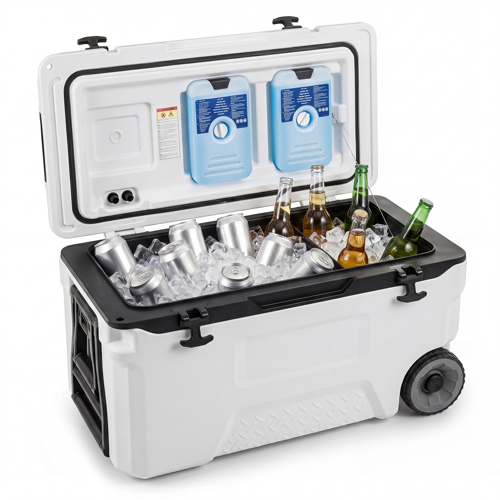 Costway Koelbox 50 L Wit met Wieltjes en Handgreep