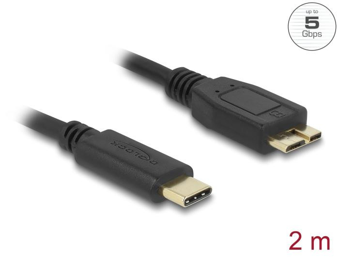 Delock USB-C naar USB Micro-B kabel, 5 Gbps, 2 meter