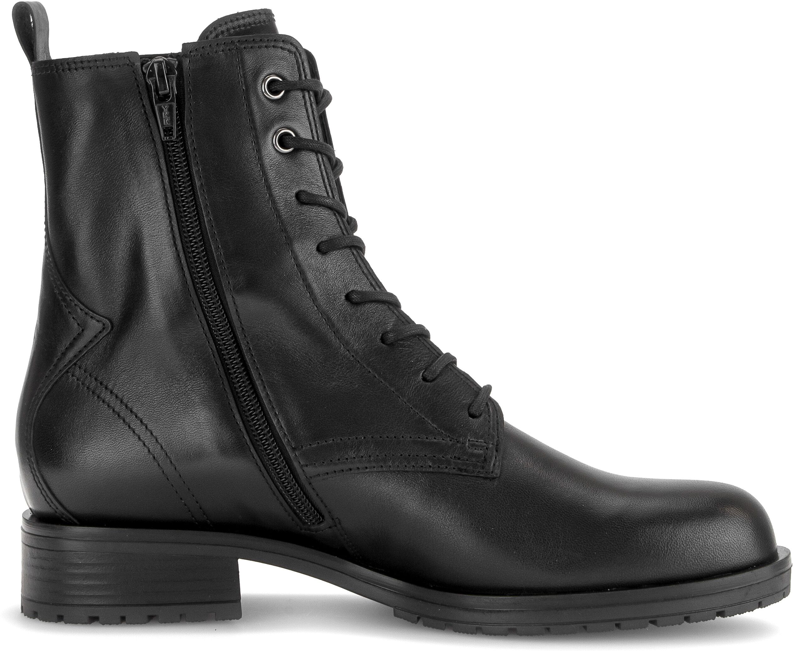 Schnürstiefelette GABOR, Damen, Gr. 39, wärmend, schwarz, Glattleder, Schuhe Schnürstiefelette, Blockabsatz, Schnürboots in Schuhweite G (= weit)