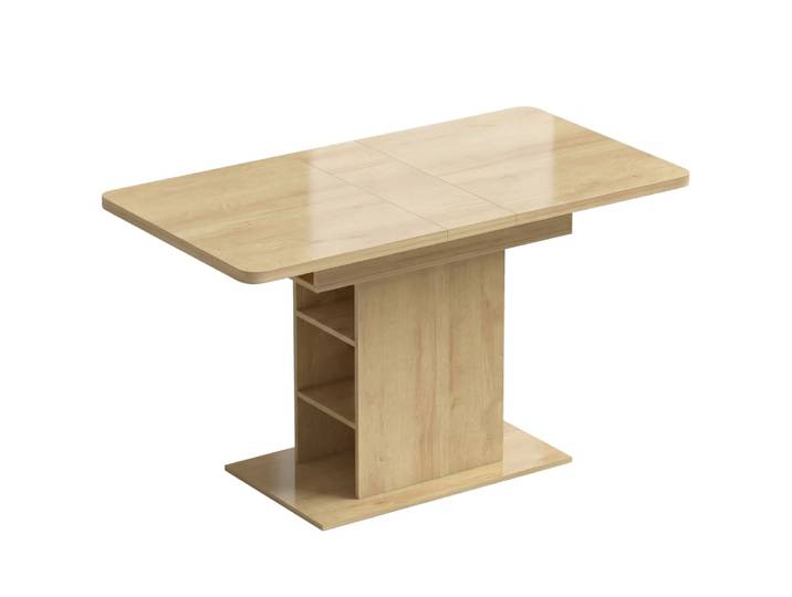 Table à manger extensible 4 à 6 personnes 6 étagères mdf bois naturel