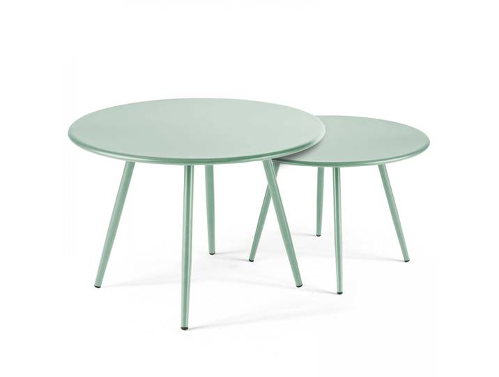 Oviala - Tables basses gigognes en métal rondes Ø50 et Ø40 cm - Par 2