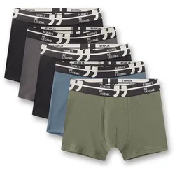 Sanetta Jungen Boxershorts, 5er Pack - Teens, Unterwäsche, Single Jersey, Baumwoll-Stretch Schwarz/Grün/Blau/Grau / 176