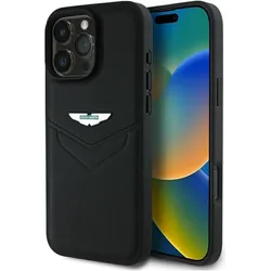 Aston Martin Case HC Leather Victory Design for iPhone 16 Pro Max black (Apple iPhone 16 Pro Max), Smartphone Hülle, Schwarz