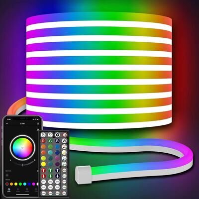 Inspired Finds Mexllex Waterproof RGB Neon Light Strip 65.62ft 98.43ft With App & Remote, Music Sync LED Lights For Bedroom, Outdoor, 24v Rgb Neon 65.62ft (2 Rolls)