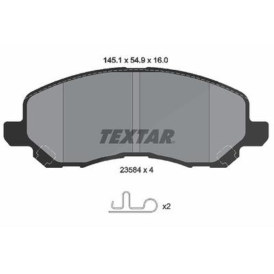 Textar Bremsbelagsatz, Scheibenbremse [Hersteller-Nr. 2358401] für Baic, Chrysler, Jeep, Peugeot, Mitsubishi, Dodge, Citroën