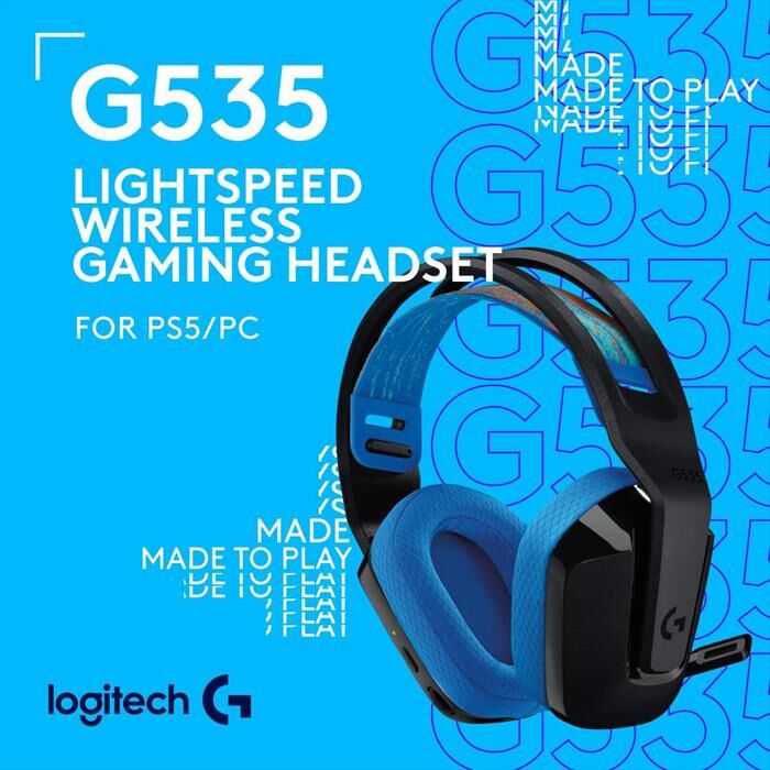 Logitech Cuffia Gaming G535 Lightspeed-blu/nero