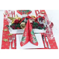 Mank Serviette Airlaid Elise, 40x40 cm, 50 Stück - Weihnachten Ilex-Zweige