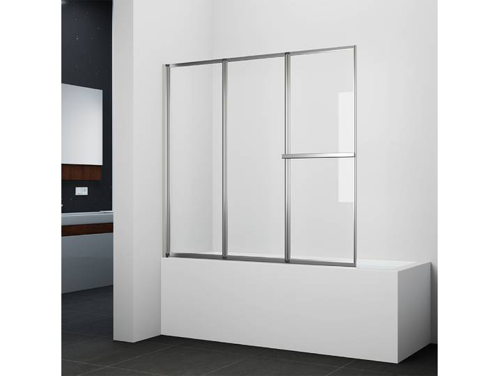 Badewannenfaltwand MARWELL Silver Vital chrom - 3-flg, 166x140cm - Duschabtrennung mit Handtuchhalter - Duschabtrennung