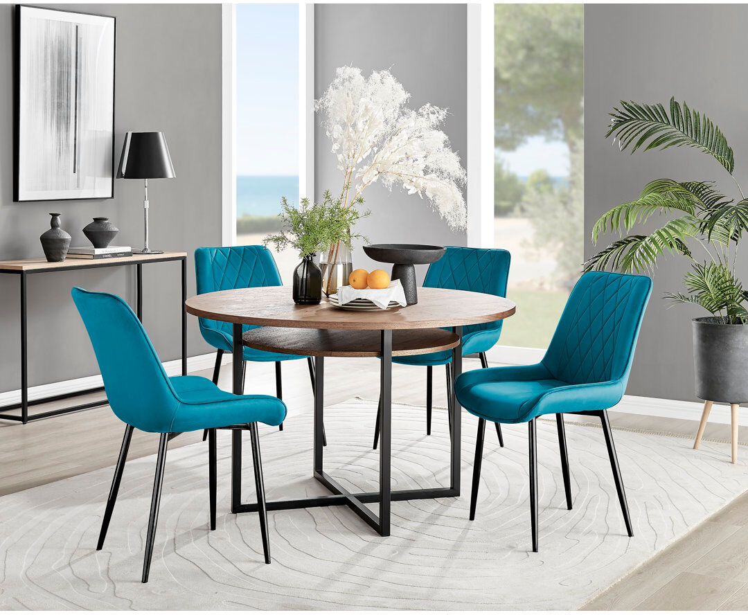 Canora Grey Adler 4 -Person Dining Set Blue/Black 4
