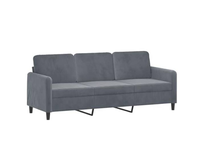Todiikf 3-Sitzer Sofa Samt Dunkelgrau 198 cm Polstersofa mit Metallgestell Gemütliches Dreisitzer Couchmöbel aus weichem Samt und Metallgestell für Wohnzimmer, Gästezimmer und Büro.