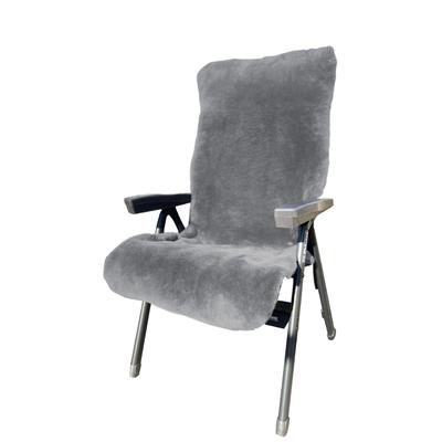 Überwurf HEITMANN FELLE "Lammfell-Auflage für Garten- und Campingstühle, Sitzauflage", grau, B:60cm L:130cm, Lammfell, Wohndecken, geschorenes Lammfell, warm & kuschelig, perfekt für Garten und Camping