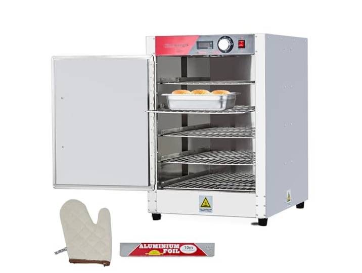 EliteEdge Speisenwärmer mit 5 Etagen, 48,3 x 58,4 x 68,6 cm, 850 W, Edelstahl, mit Wasserschale, geeignet für 1/1 Pfannen, perfekt für Pizza, Huhn, Törtchen, Gebäck