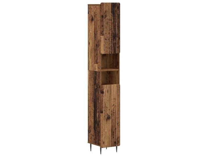 PUGYNBK Badezimmerschrank mit offenem Regal aus Altholz Feuchtigkeitsbeständig, umkehrbare Tür, schlankes Design, einfache Reinigung