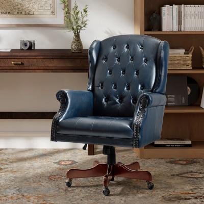 HULALA HOME Maximiliano Traditional Swivel Executive Chair with Tufted Back