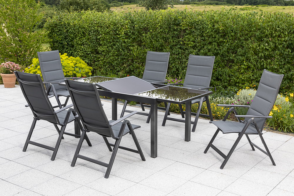 MERXXHANDELS Taviano Set 7tlg 6 Sessel Tisch 140(200)x90cm 16909326