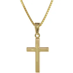 trendor 75274 Kreuz-Anhänger Gold 333 8 Kt. + Goldplattierte Silber-Halskette, 50 cm
