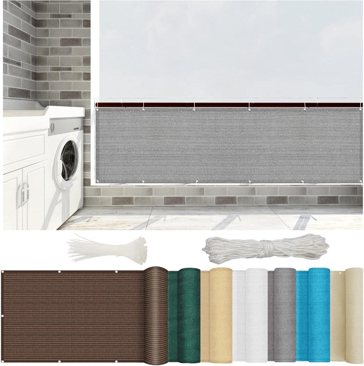Grijs Balkonscherm voor privacy en windbescherming - 140 x 600 cm
