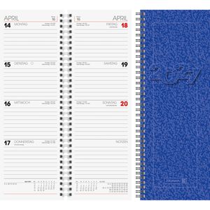 Brunnen Vormerkbuch 783, 1078301307, blaues Softcover, mit Spiralbindung, 11 x 29,7 cm, 1 Woche = 2 Seiten, Jahr 2027