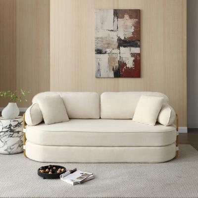Abrihome "78.3"" Boucle Convertible 3-Seater Boneless Sofa with Pillows"