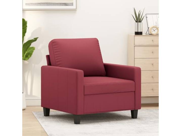 HEFZGDB Weinroter Kunstleder Sessel 60 cm Breite mit Metallgestell und Polsterung für Wohnzimmer Esszimmer, Langlebiges Schmutzabweisendes Sitzmöbel Bequem Modern