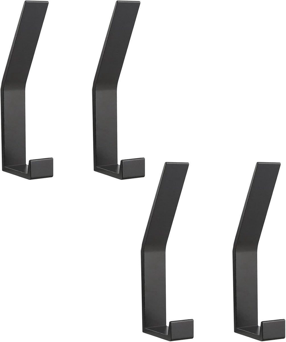 Set van 4 zwarte wandhaken voor handdoeken en kleding