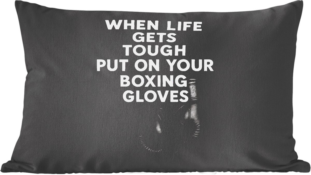 PillowMonkey Sierenkussen met Tekst Bokshandschoenen - Wit - 50 x 30 cm